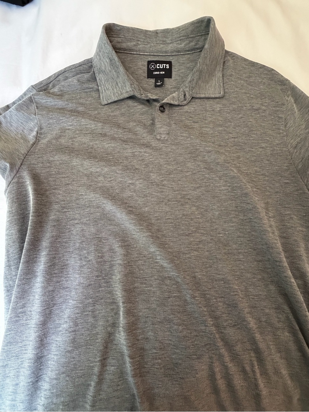 CUTS Clothing Curve-Hem Polo Gray Men’s Large NWOT